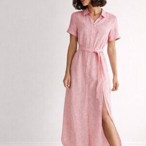 A/E Armani Exchange women's button-down shirt dress Maxi Pink stripe classic S 6